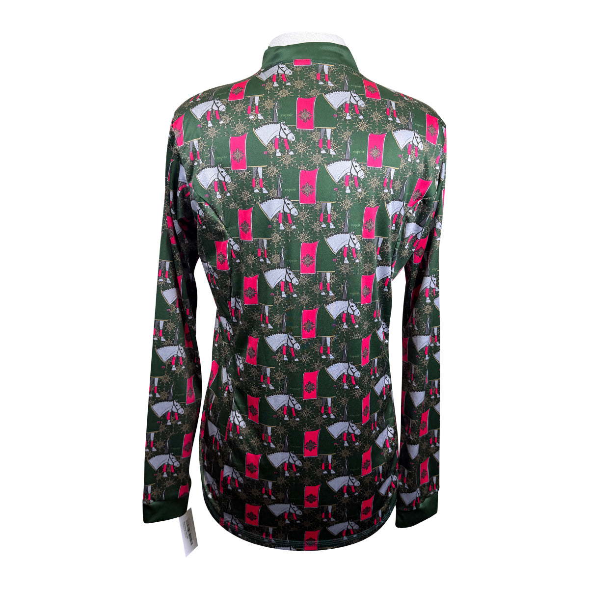 Espoir Quarter Zip Sun Shirt in Green Blanketed Horses
