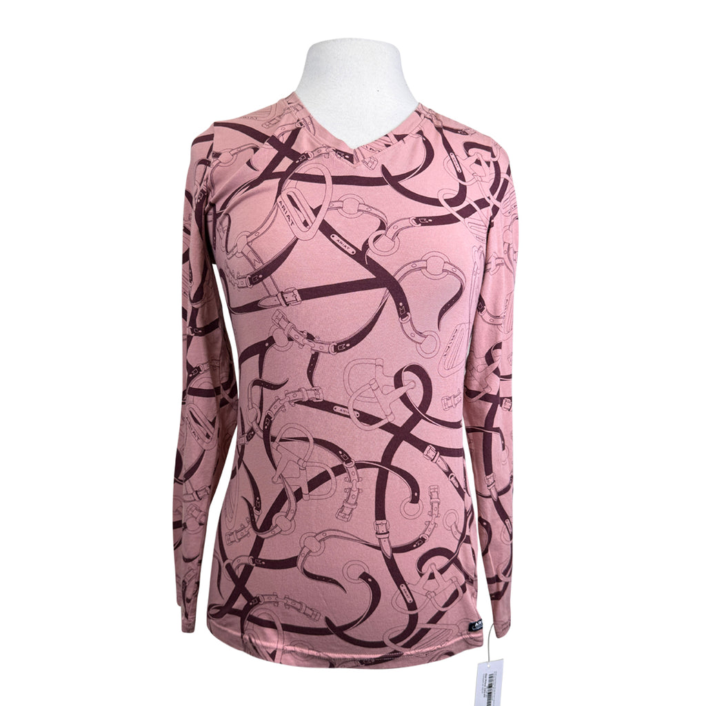 Ariat Long Sleeve Bridle Print T-Shirt in Pink/Burgundy