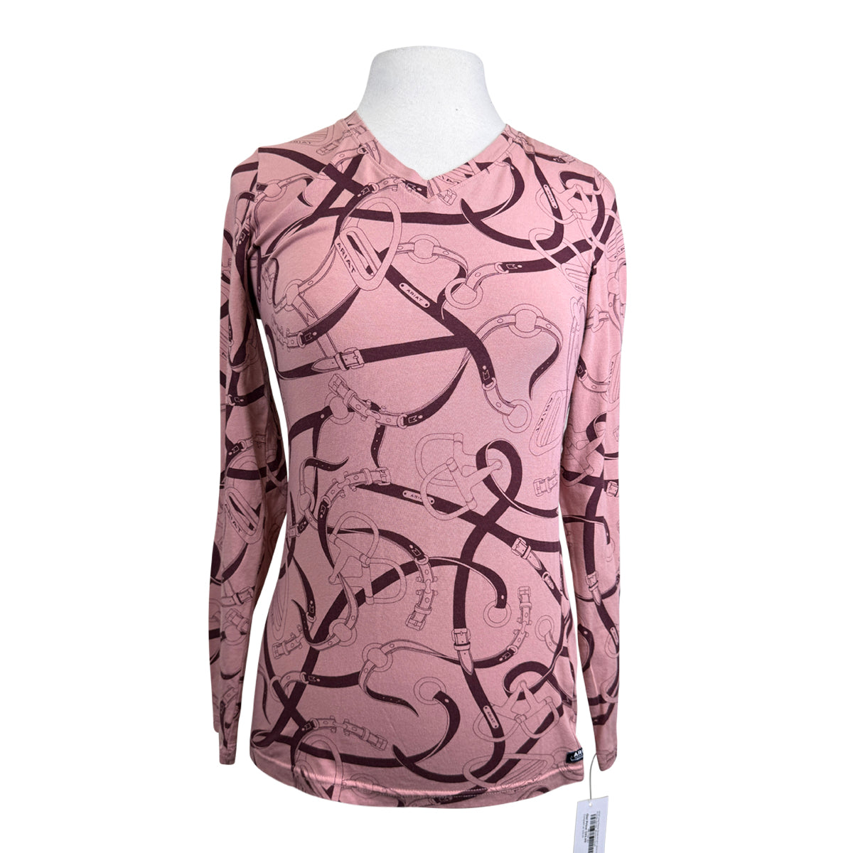 Ariat Long Sleeve Bridle Print T-Shirt in Pink/Burgundy