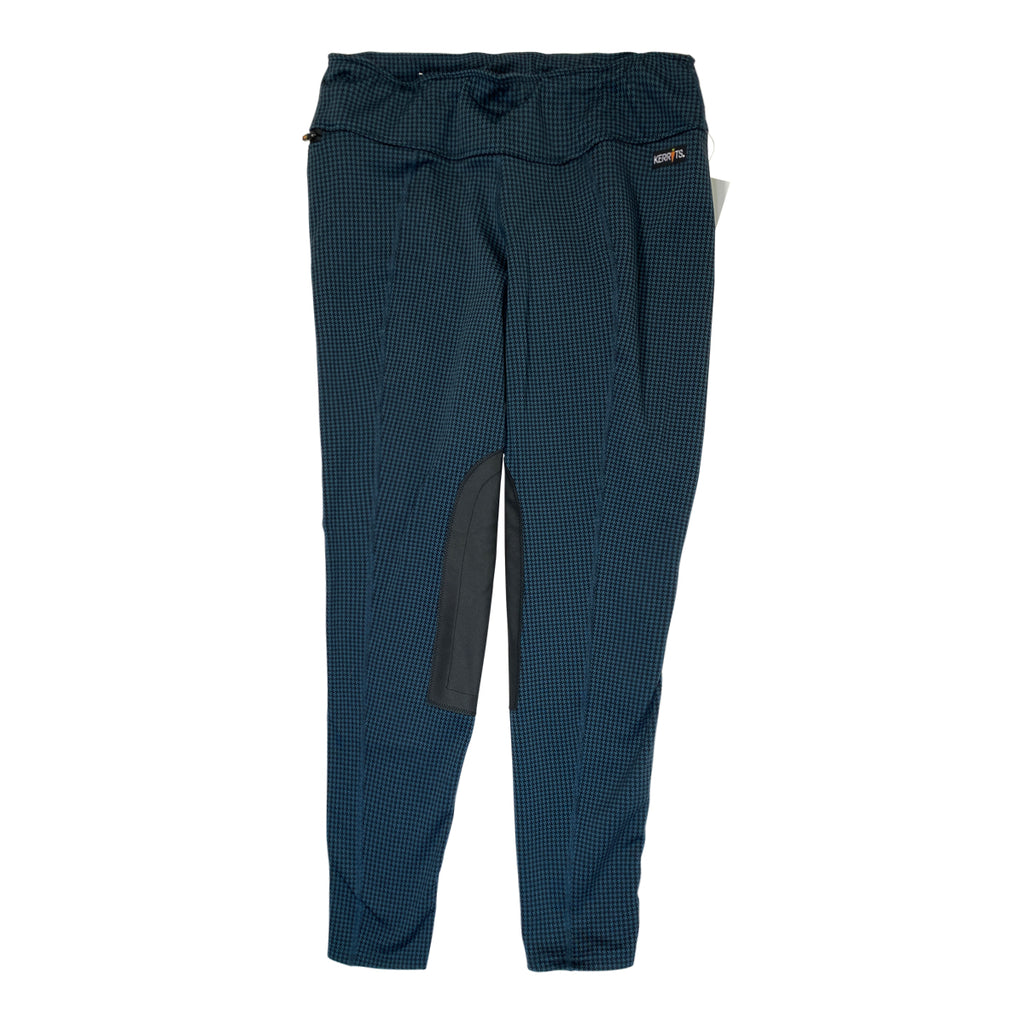 Kerrits 'Fleece Lite' Riding Tights in Teal/Houndstooth - Women's Large