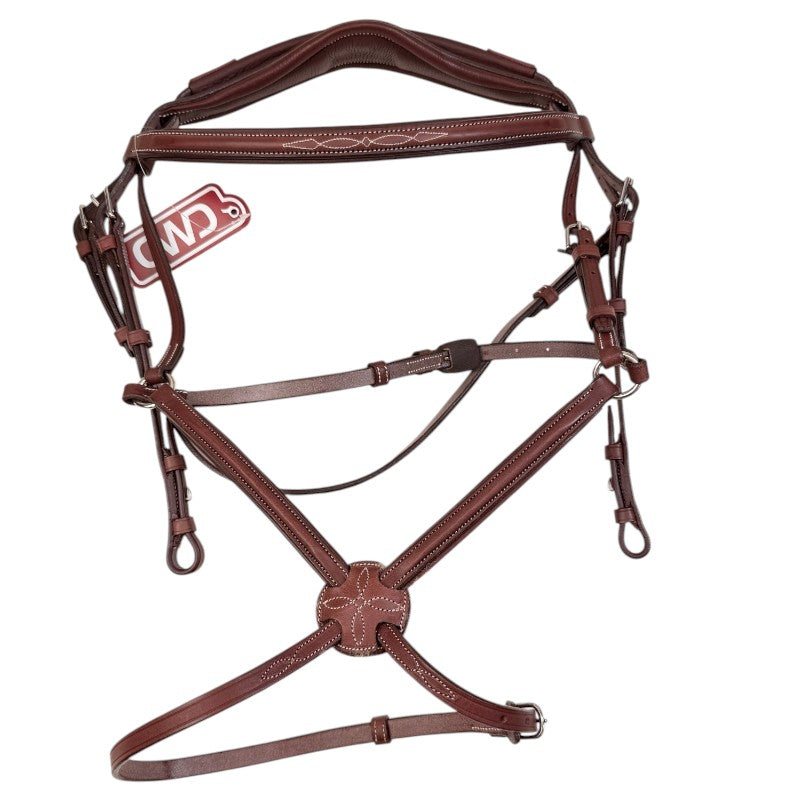 CWD Anatomic Raised Fancy Stitched Figure 8 Bridle in Brown