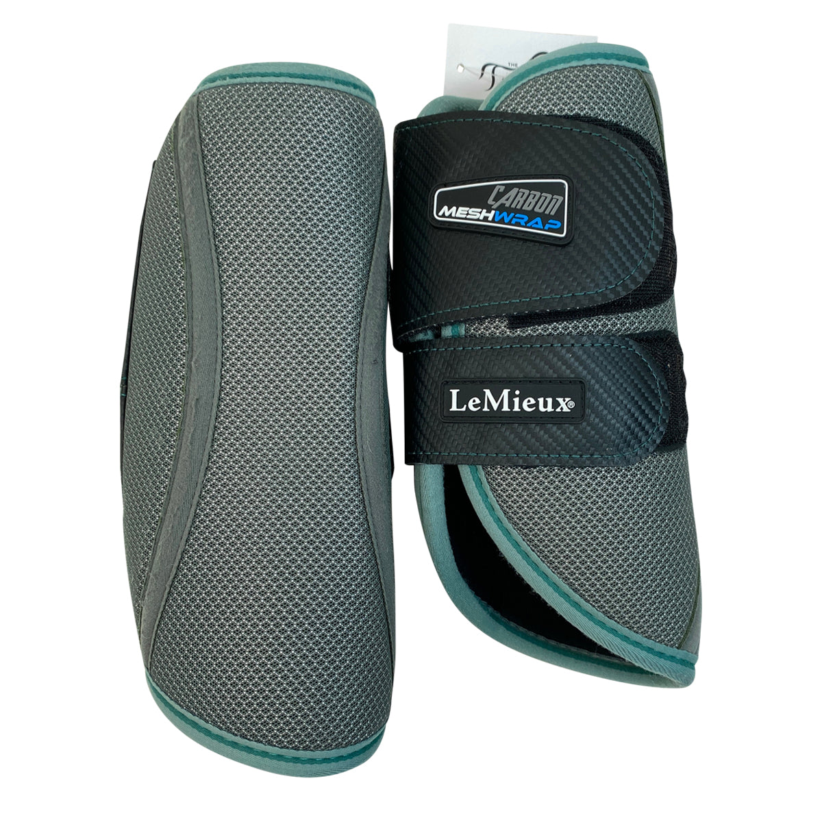 LeMieux Carbon 3D Mesh Wrap Brushing Boots in Green/Grey