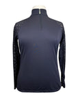 Kastel Long Sleeve Lace Raglan 1/4 Zip Top in Black