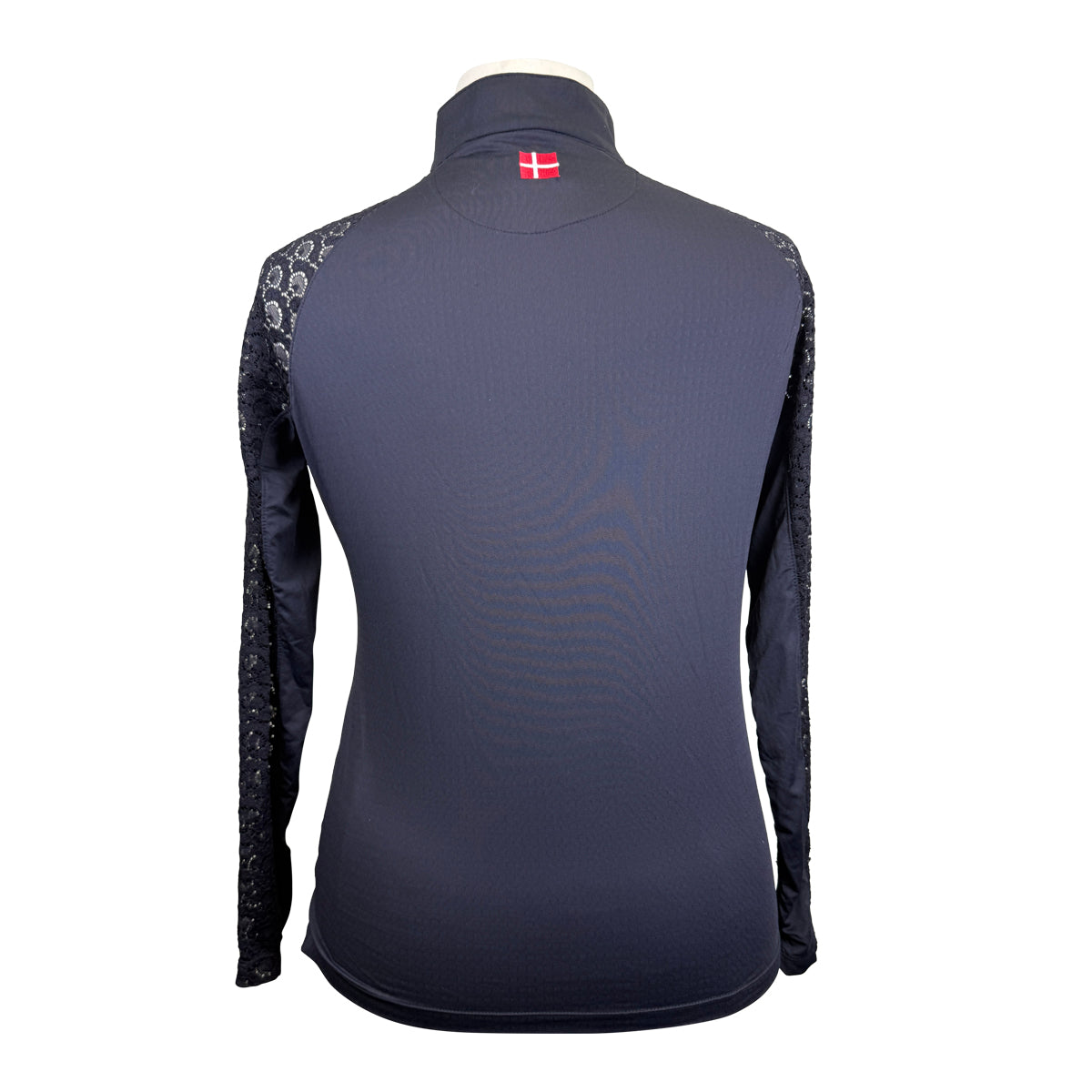 Kastel Long Sleeve Lace Raglan 1/4 Zip Top in Black