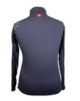 Kastel Long Sleeve Lace Raglan 1/4 Zip Top in Black