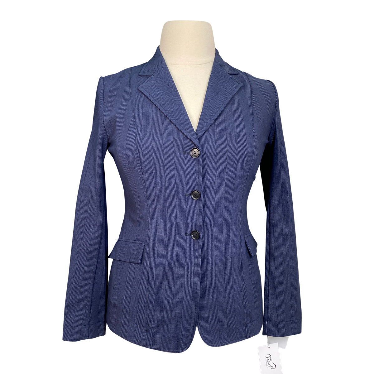 Front of RJ Classics 'Monterey' Orange Label Show Coat in Navy Herringbone - Women's 10R