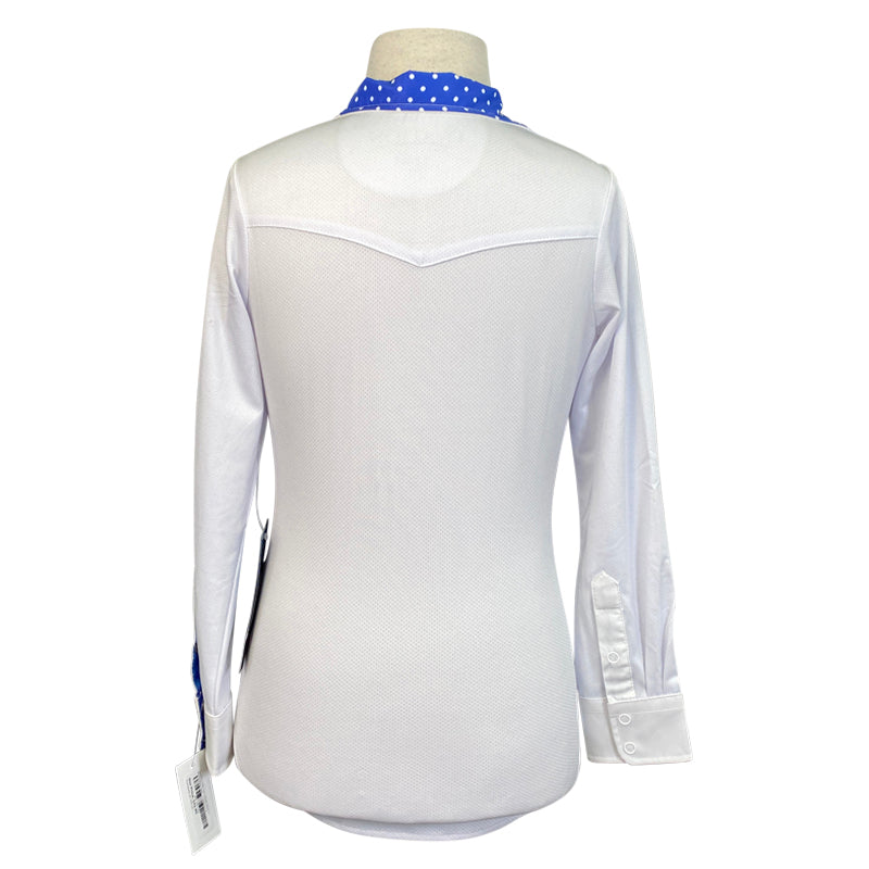 Ovation Elite Tech Show Shirt in White/Blue Dots