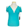 CRINIĒRE 'Margot' Short Sleeve Show Shirt in Turquoise - Women's XL