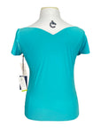 CRINIĒRE 'Margot' Short Sleeve Show Shirt in Turquoise - Women's XL