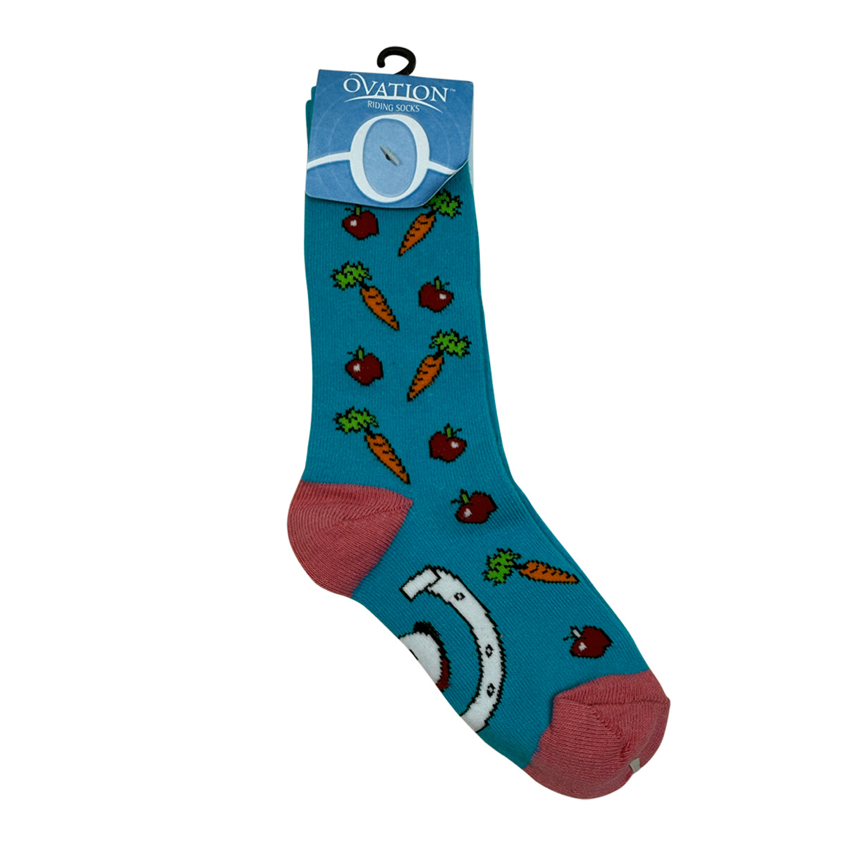 Ovation Kids &#39;Lucky&#39; Mid-Calf Socks in Turquoise/Pink - Children&#39;s 7-9