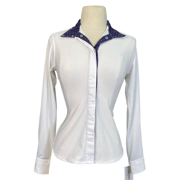 Ovation Long Sleeve Show Shirt in White/Purple Print