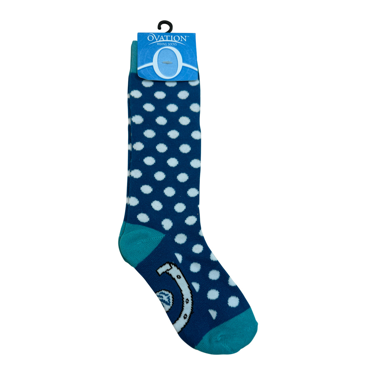 Ovation Kids &#39;Lucky&#39; Knee High Socks in Blue/Light Blue Polka Dot - Children&#39;s 7-9