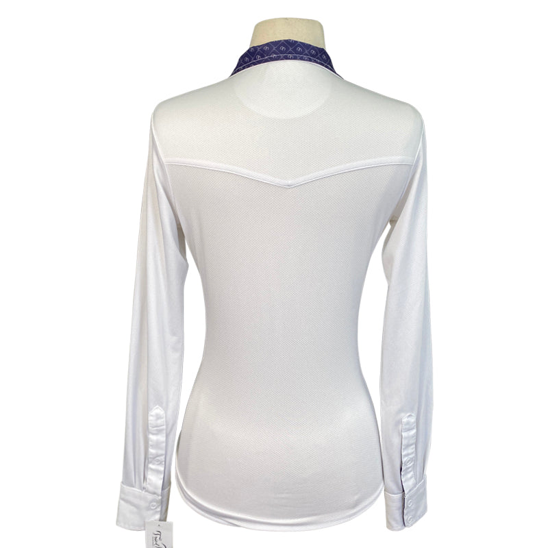 Ovation Long Sleeve Show Shirt in White/Purple Print