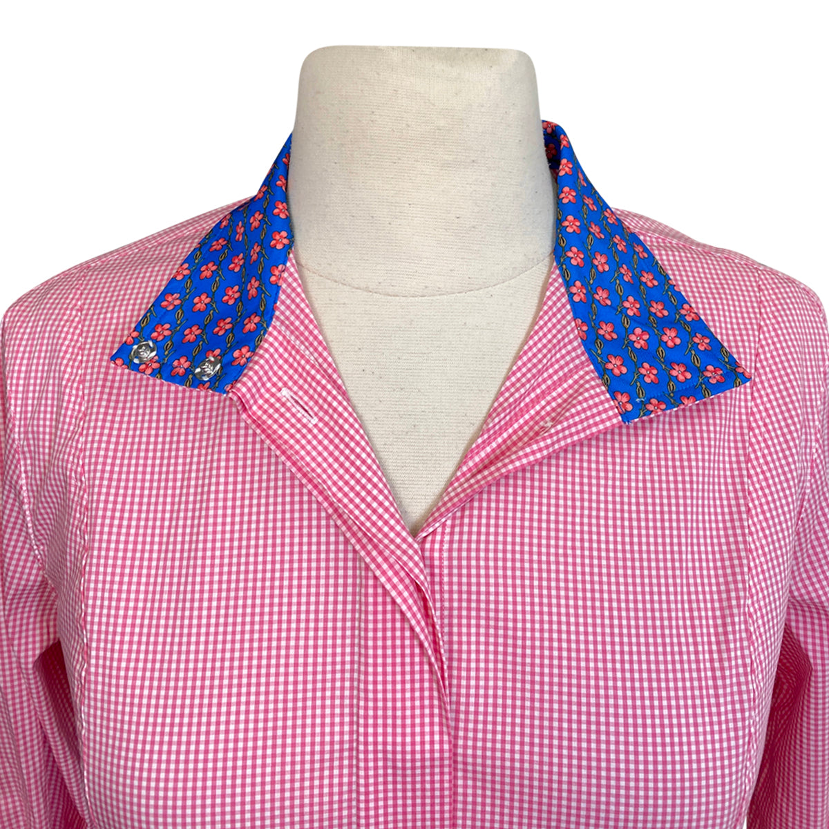 Essex Classics 'Isabel' Fitted Straight Collar Show Shirt in Pink Gingham