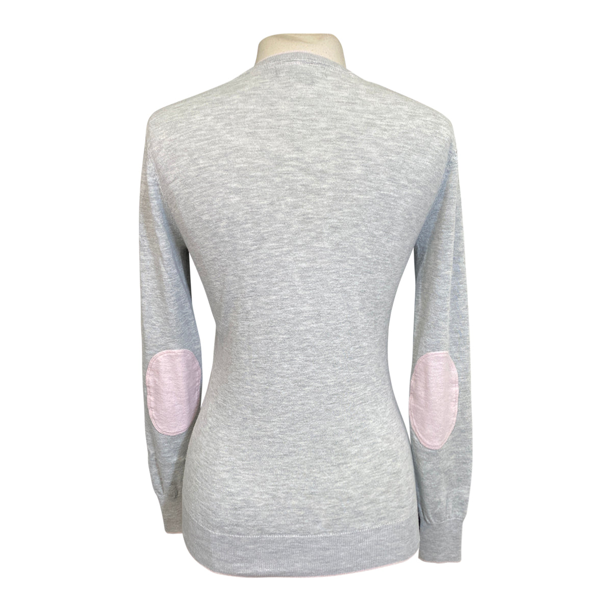 Essex Classics 'Trey' V-Neck Sweater in Grey/Baby Pink