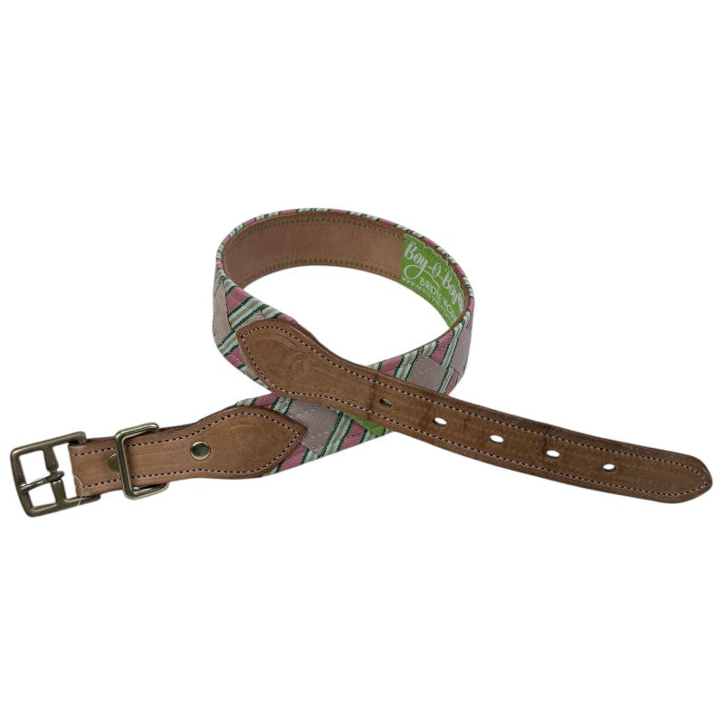 Boy-O-Boy Bridleworks Stirrup Buckle Belt in Tan/Pink/Green