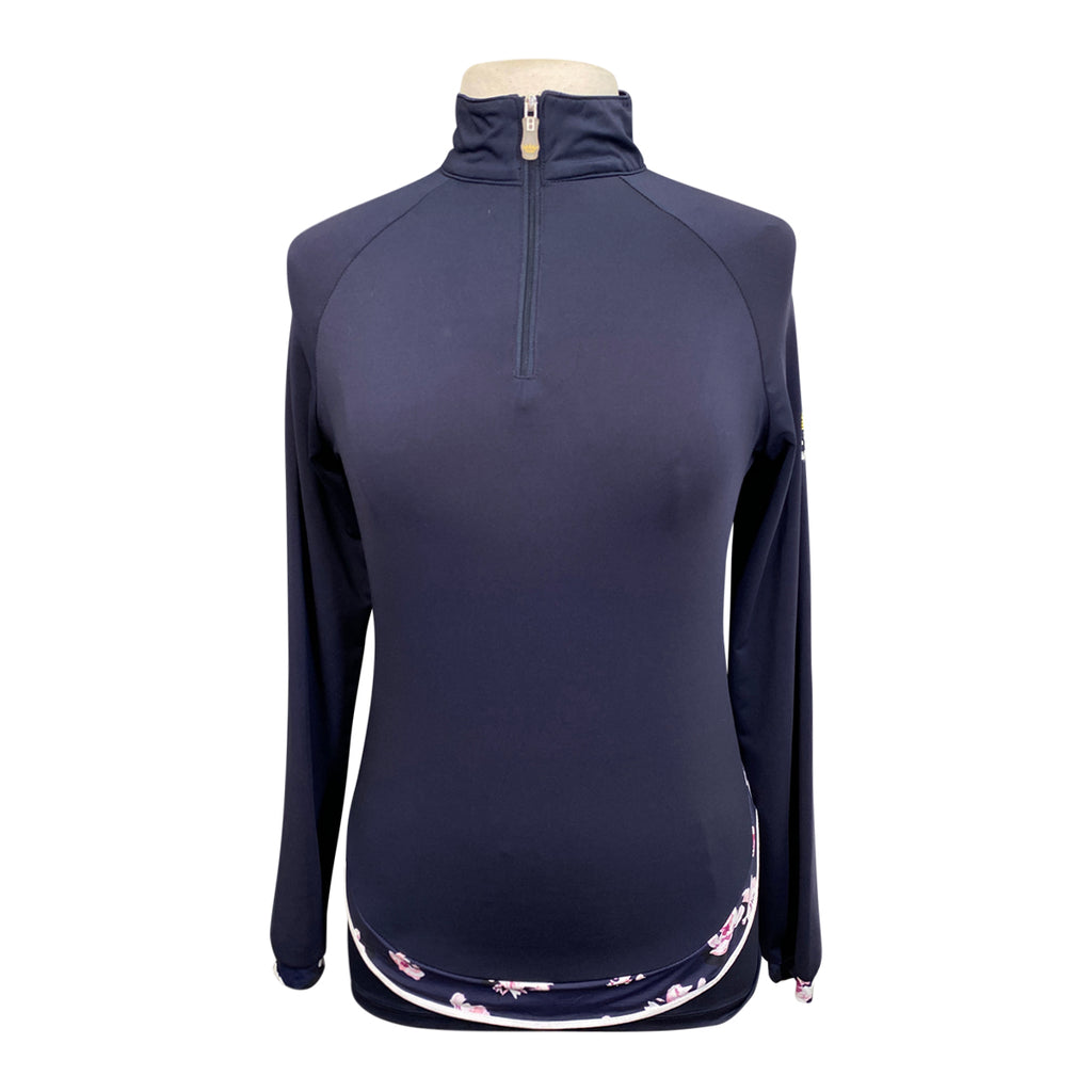 Front of Kastel Denmark 'Charlotte' Long Sleeve Shirt in Navy Floral - Women's Small