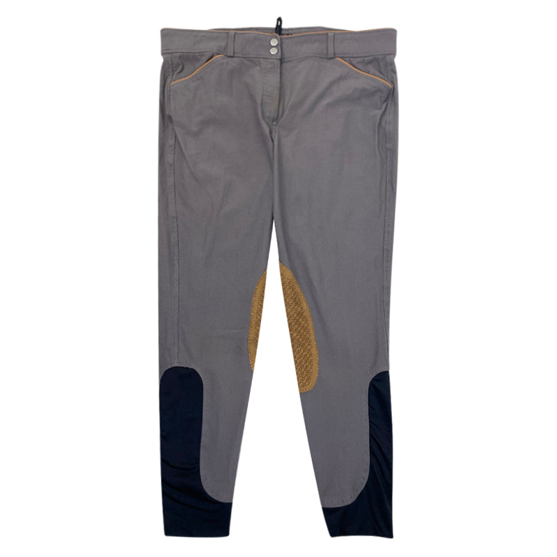 Dover Saddlery 'Beverly' Double-Grip Breeches in Grey/Carmel