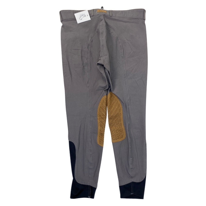 Dover Saddlery 'Beverly' Double-Grip Breeches in Grey/Carmel