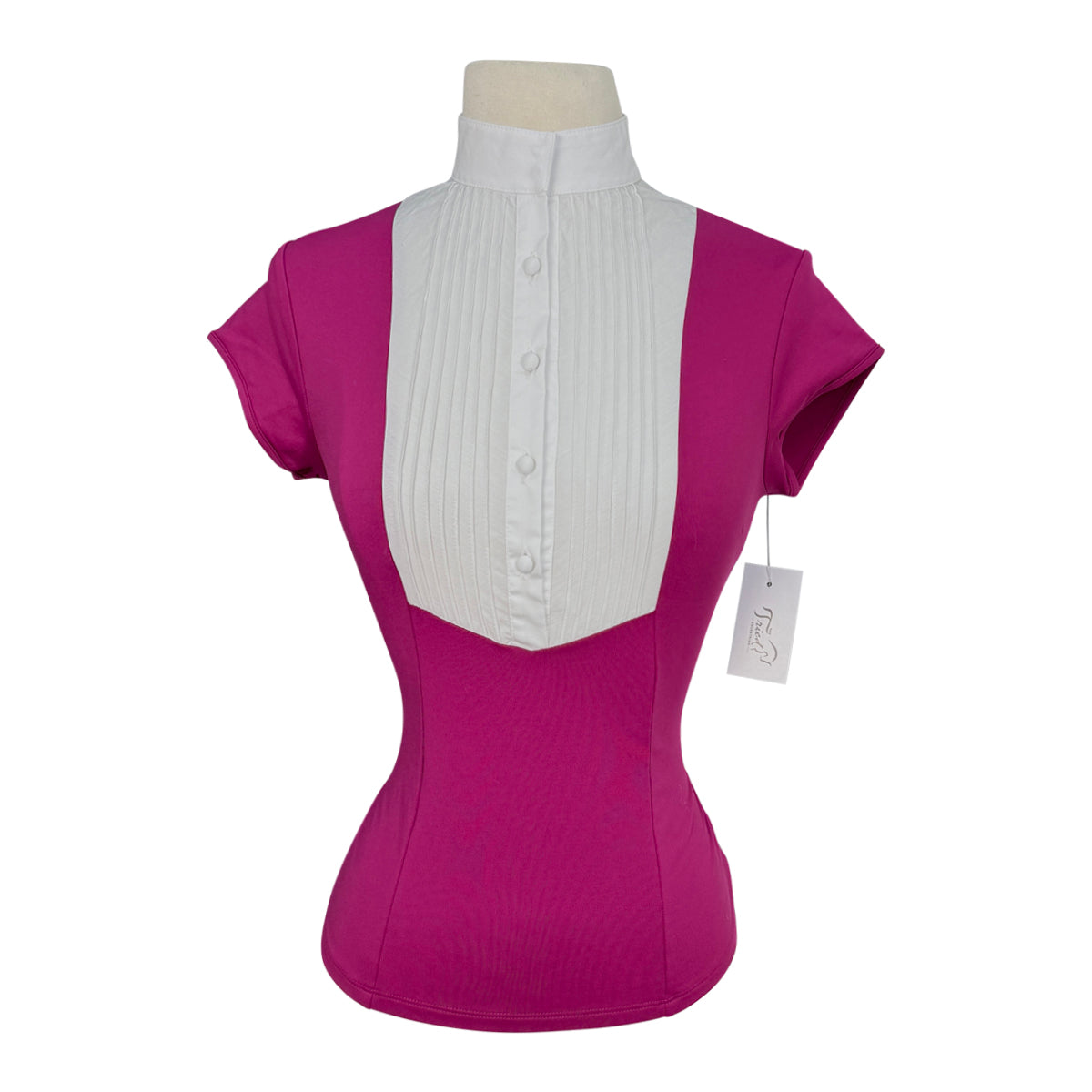 Iago 'Eleonoire' Short Sleeve Show Shirt in Magenta/White - Women's Medium