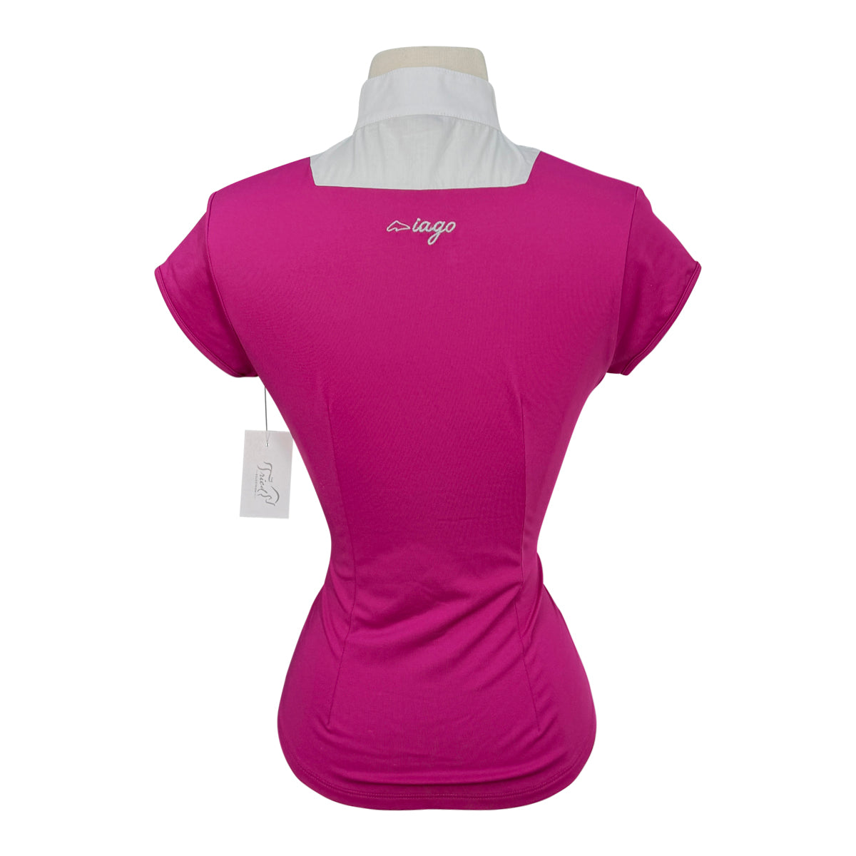 Iago 'Eleonoire' Short Sleeve Show Shirt in Magenta/White - Women's Medium