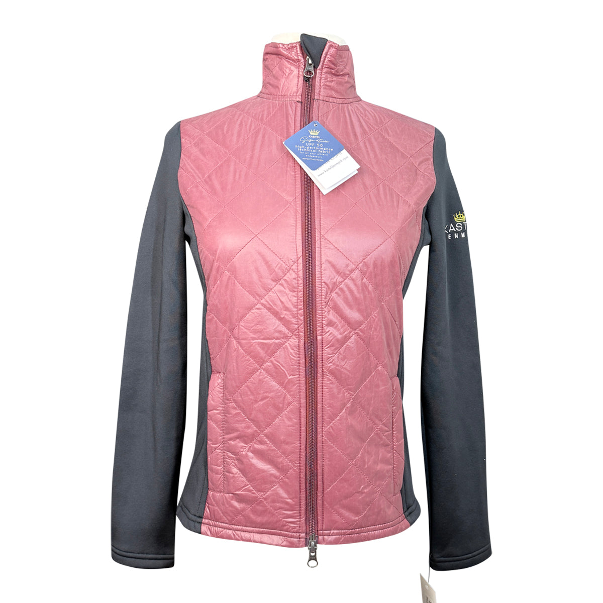 Kastel Quilted Front Full Zip Jacket in Black/Burgundy 