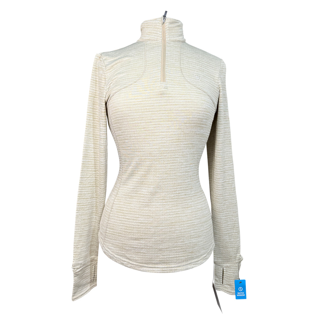 Ariat TEK Cold Series 'Gridwork' Quarter Zip Baselayer in Raw Canvas