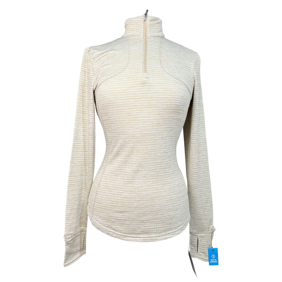 Ariat TEK Cold Series 'Gridwork' Quarter Zip Baselayer in Raw Canvas