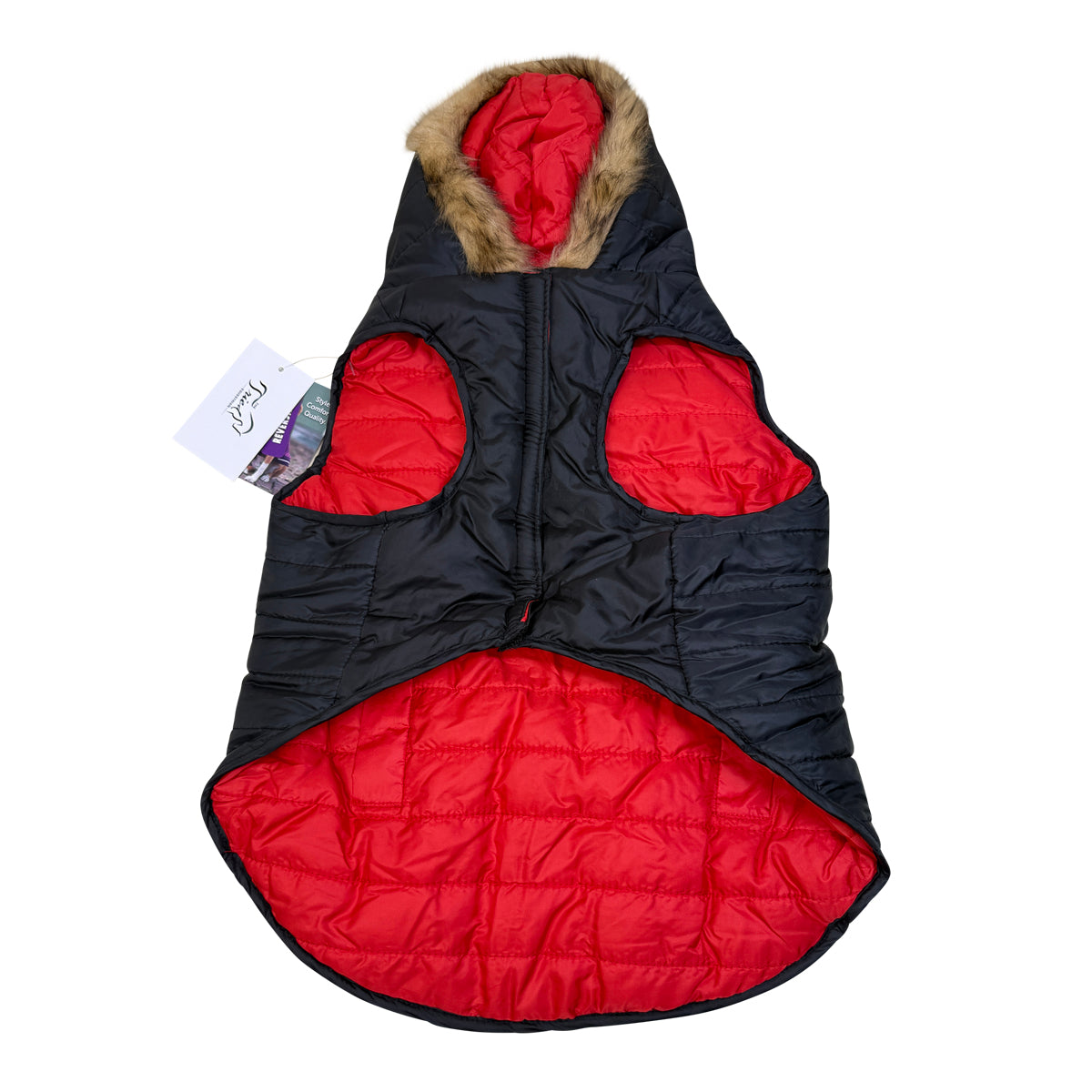 Fashion Pet Reversible Dog Jacket in Black/Red