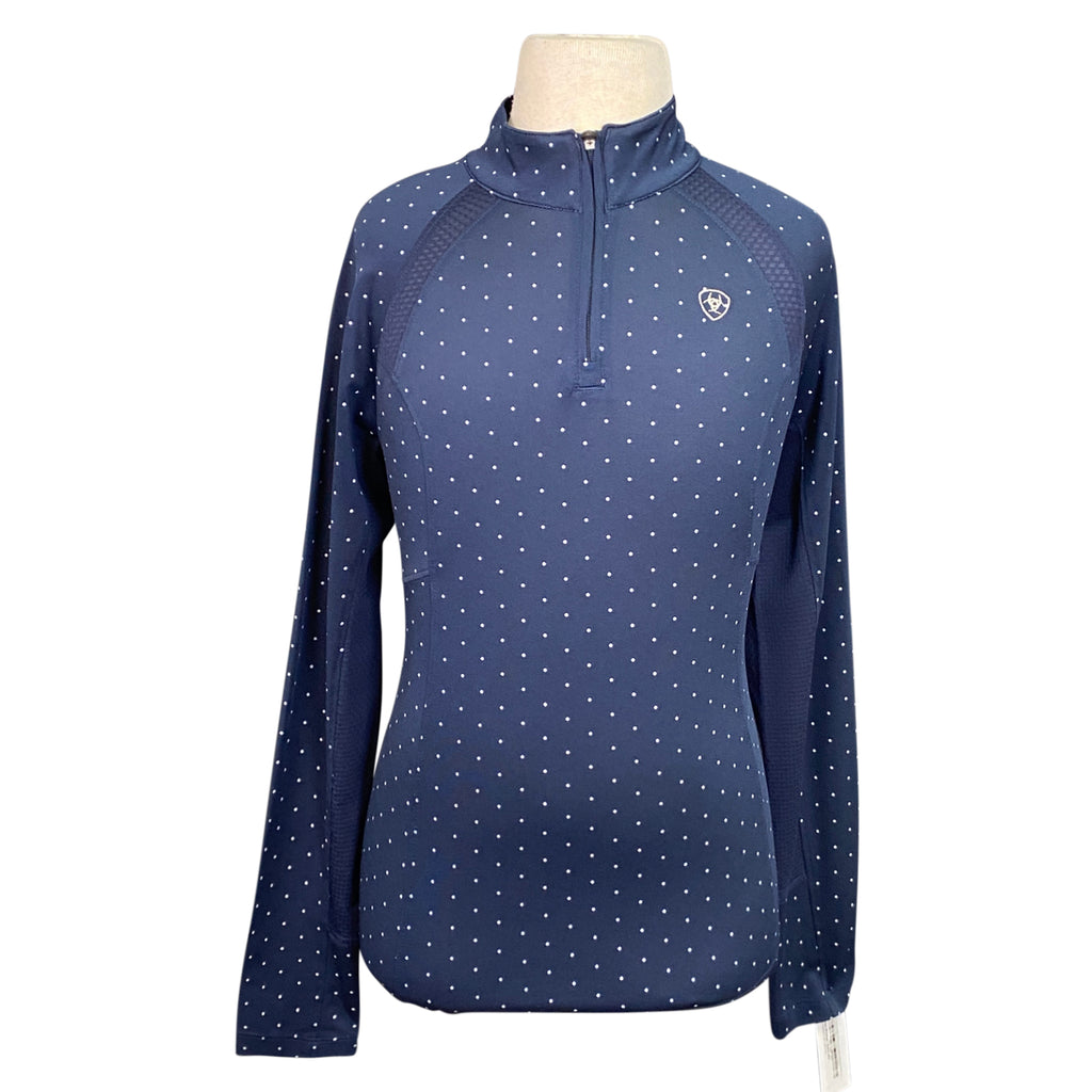 Ariat TEK Heat Series Long Sleeve Shirt in Navy/Polka Dots - Children's 10 (Medium)