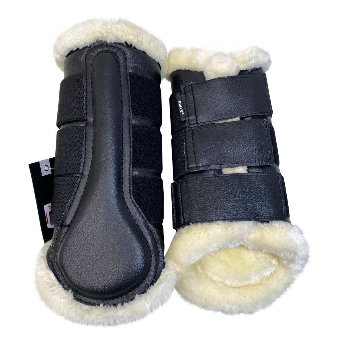 Horze Wilton Faux Fur Brushing Boots in Black