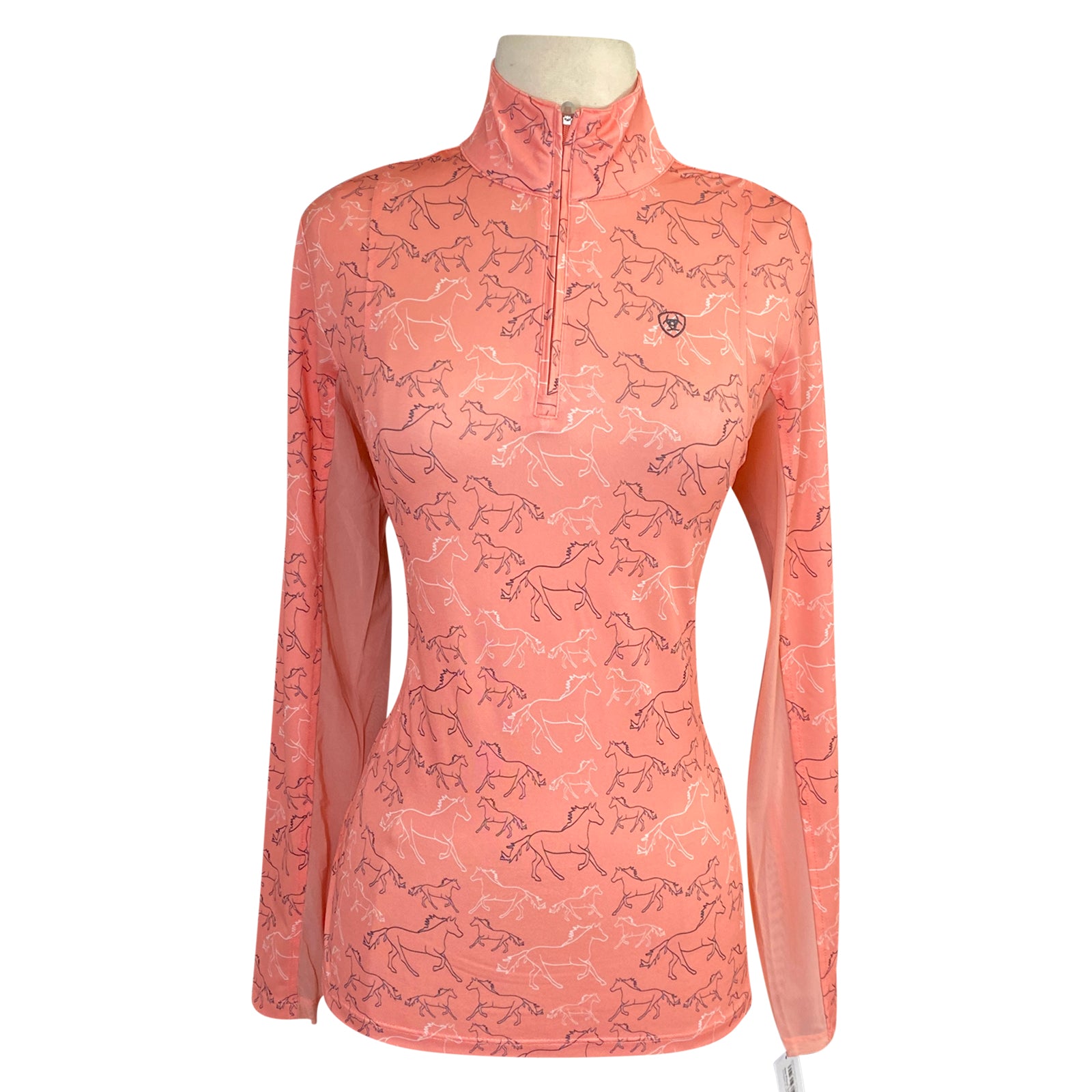 Front of Ariat &#39;Sunstopper 2.0&#39; Shirt in Coral Trot Line - Women&#39;s  XS