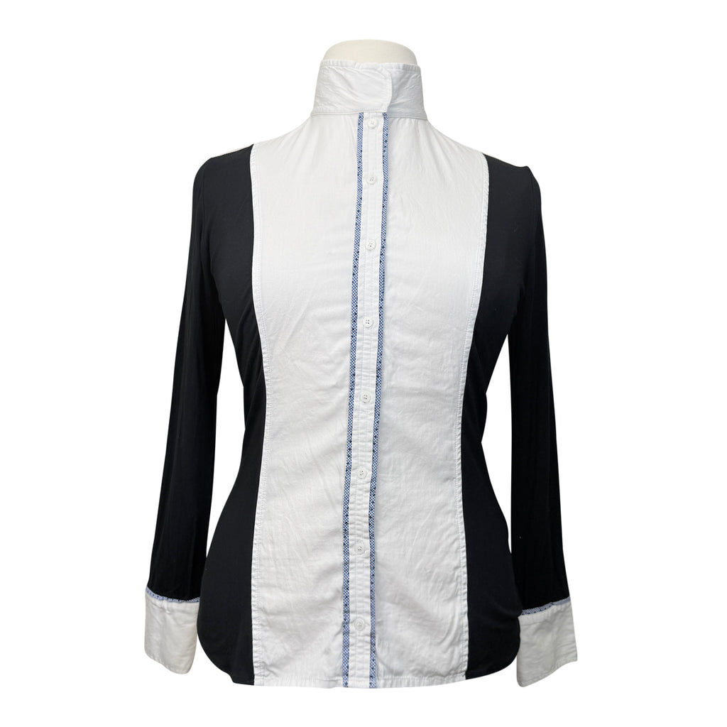 Le Fash Open Placket Shirt in White/Black - Women's XL