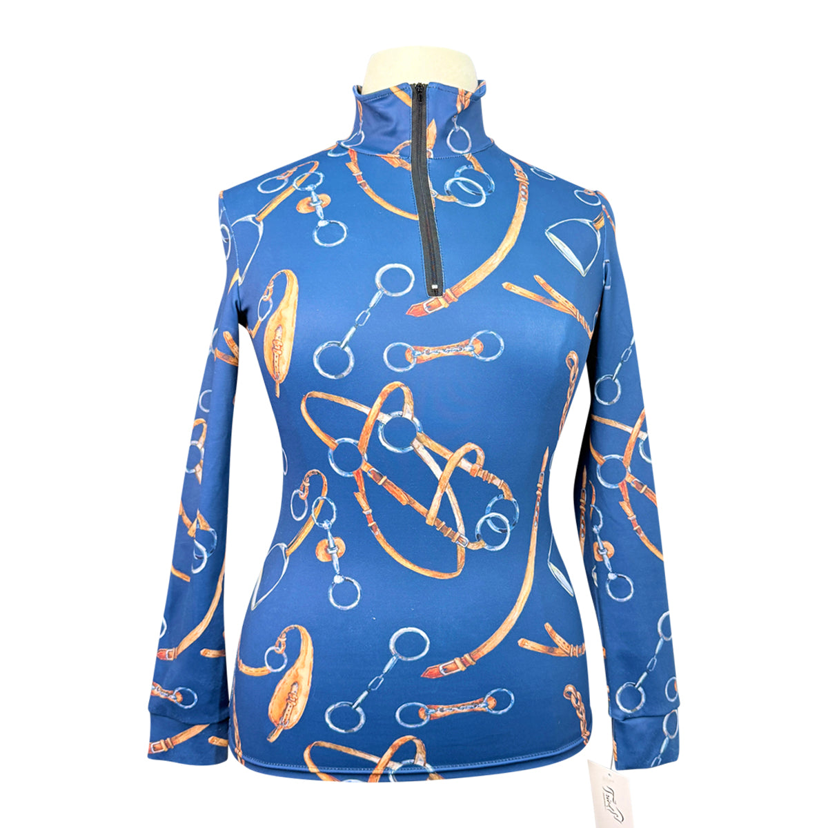 Long Sleeve Schooling Shirt in Navy/Bridles