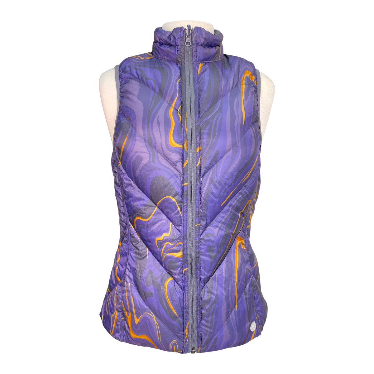 Dover Saddlery Puffer Vest in Blue/ Purple Waves reversible