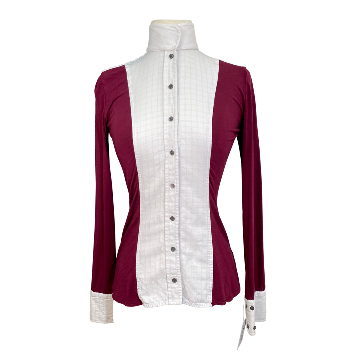 Le Fash Open Placket Shirt in Maroon/White