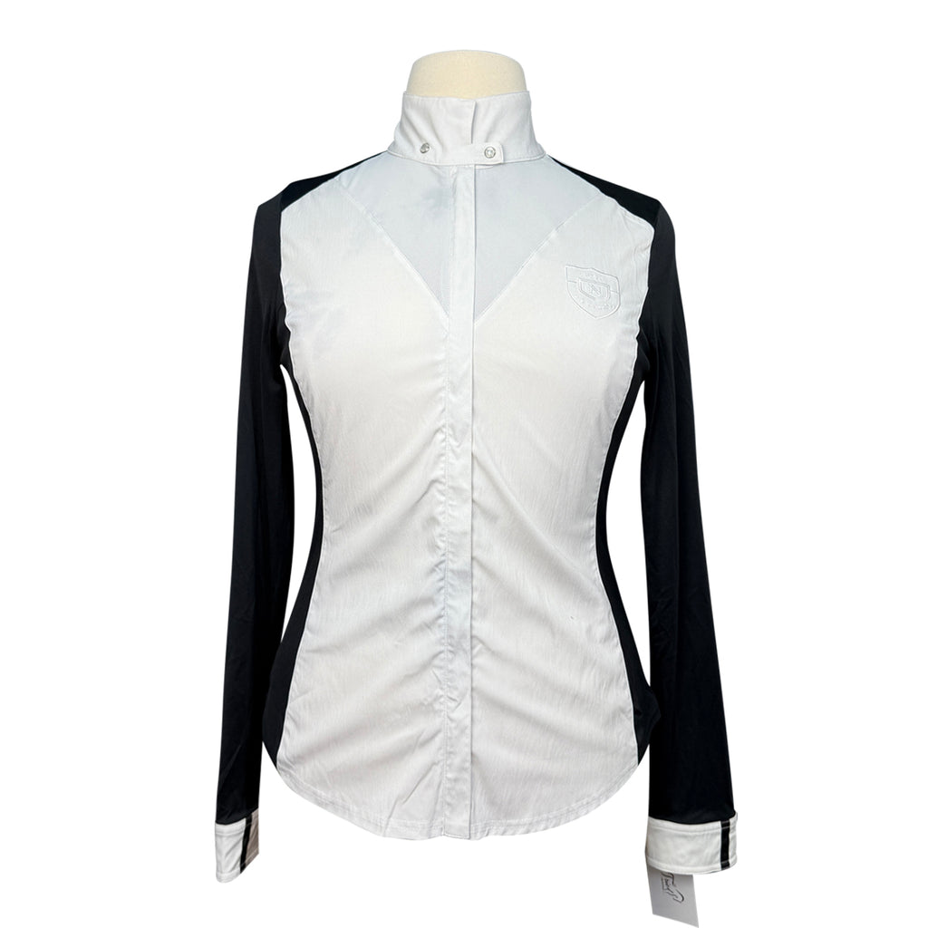 Asmar Equestrian Zippered Show Shirt in Black/White 