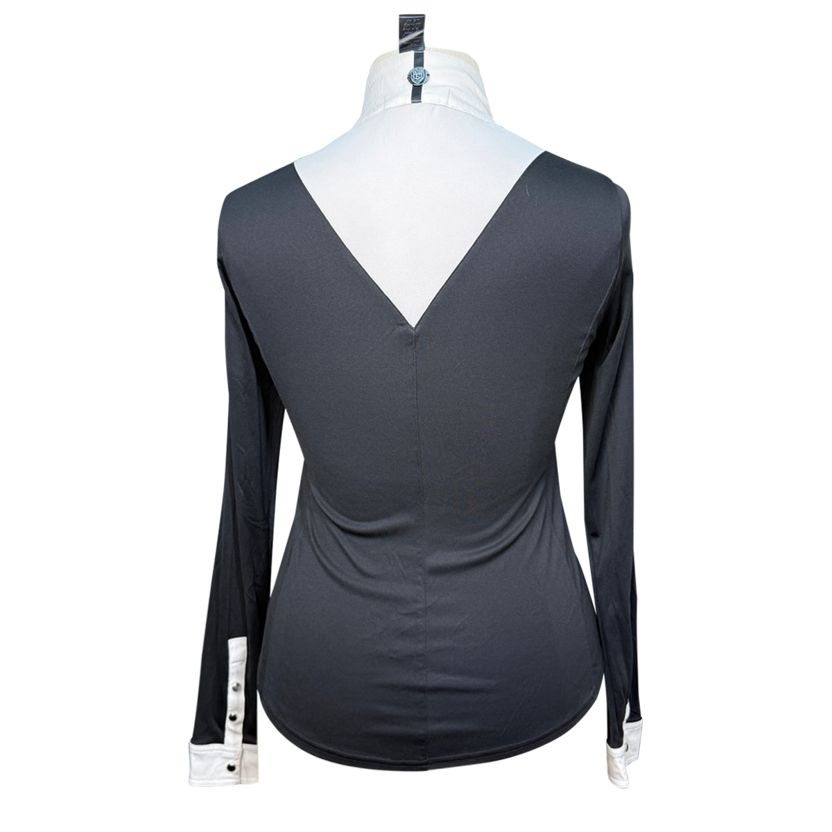 Asmar Equestrian Zippered Show Shirt in Black/White - Women's Large