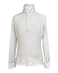 Romfh 'Signature Bits' Show Shirt in White/Aqua Horses - Children's Large