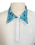 Romfh 'Signature Bits' Show Shirt in White/Aqua Horses - Children's Large