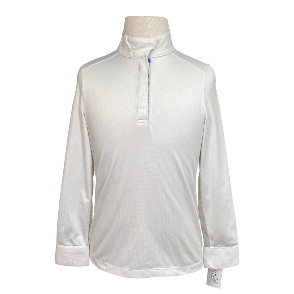 CoolBlast® 100 Kids’ 'Showtime' Long Sleeve Show Shirt in White w/Blue Floral