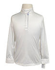 CoolBlast® 100 Kids’ 'Showtime' Long Sleeve Show Shirt in White w/Blue Floral