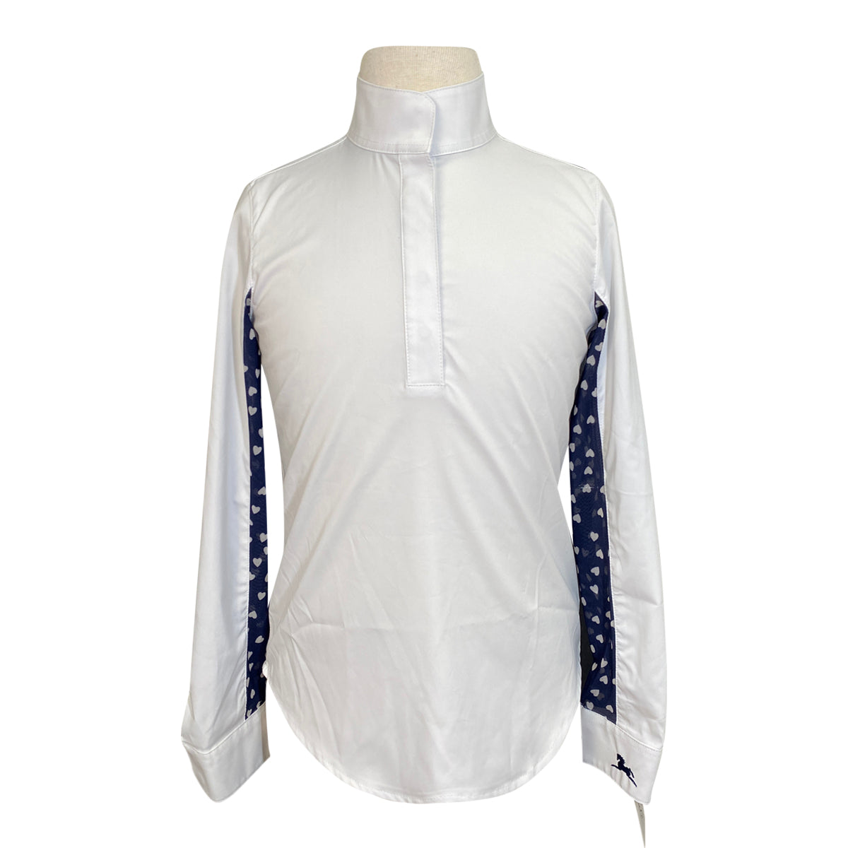 RJ Classics Junior &#39;Lauren&#39; Show Shirt in Navy Hearts/White - Children&#39;s XL
