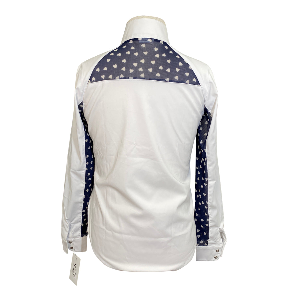 RJ Classics Junior &#39;Lauren&#39; Show Shirt in Navy Hearts/White - Children&#39;s XL