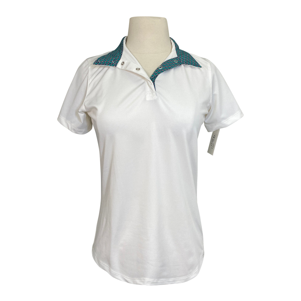 Dover Saddlery CoolBlast 100 'Showtime' Short Sleeve Show Shirt in White w/Blue Shells