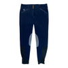 Smartpak Piper Knee Patch Breeches in Navy/Light Blue Piping