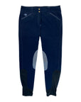 Smartpak Piper Knee Patch Breeches in Navy/Light Blue Piping
