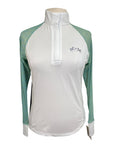 Equine Couture 'Smyrna' Long Sleeve Show Shirt in White w/ Daises - Women's Large