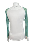 Equine Couture 'Smyrna' Long Sleeve Show Shirt in White w/ Daises - Women's Large