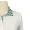 Collar detail of Essex Classics 'Talent Yarn' Show Shirt in White/Happy Avocados - Women's Large